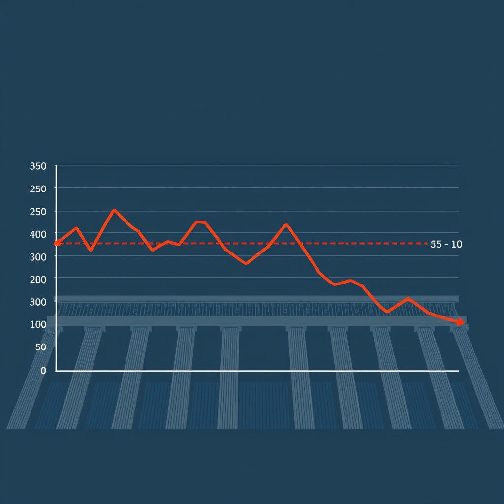 A graph depicting U.S. productivity trends over the fourth quarter, showing a downward slope, alongside a rising line representing unit labor costs, with contrasting colors to differentiate the two metrics.